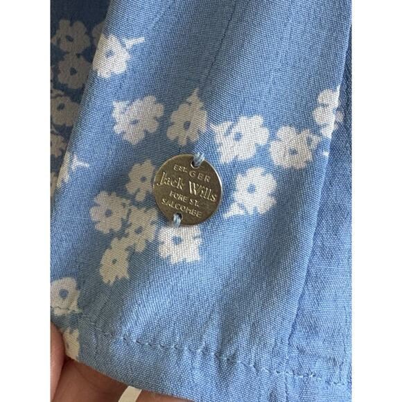 Jack Wills Full Button Down Mini Dress Size 6, Blue White Floral Y2K Cottage 90s - Picture 8 of 12